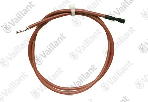 Vaillant Zündkabel, braune Isolierung, eine enden mit einer festen Verbindung, das andere Ende mit einer Anschlussklemme, verwendet in Heizsystemen.
